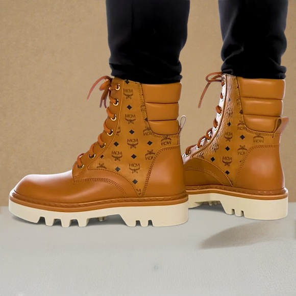 New MCM Women’s Motor Visetos Lace-Up Boots - Picture 4 of 16